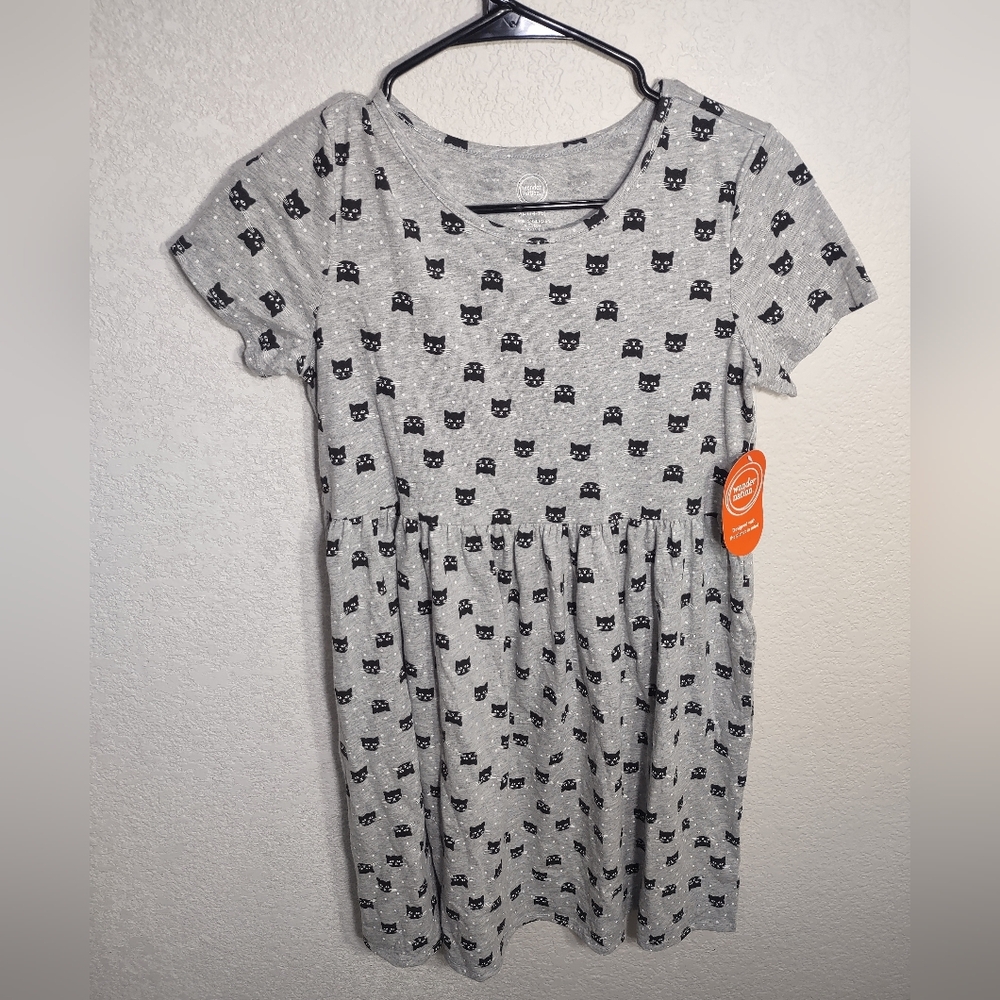 Wonder Nation Gray Cat Pattern Kids Dress